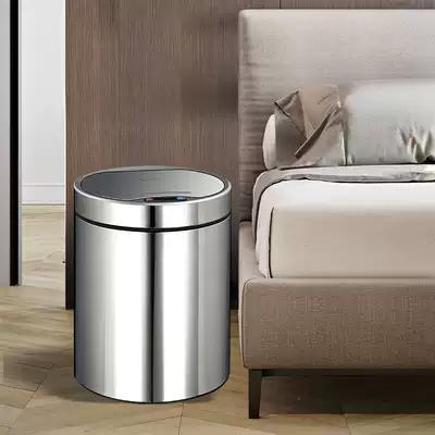 Enbao stainless steel automatic induction large capacity trash can round with lid household toilet kitchen living room open lid
