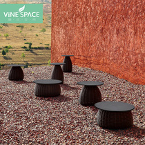 Chinese outdoor rattan woven balcony small coffee table Model room custom furniture Nordic simple edge round table rattan chair soft installation