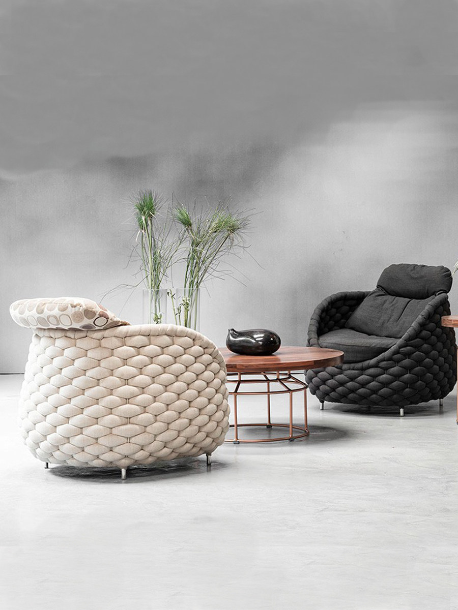 Nordic Outdoor Rattan Sofa Single Rattan Chair Creative Outdoor Furniture Balcony Hotel Villa Model Room Courtyard