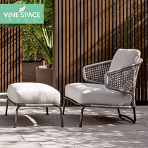 Nordic outdoor furniture custom creative balcony chair model room rattan sofa Hotel designer net rope rattan chair combination