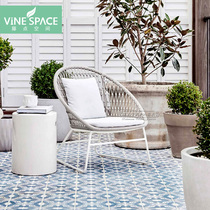Balcony small table and chair Coffee table combination Nordic open-air sun room Outdoor leisure courtyard backrest rattan chair three-piece set