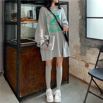 Autumn and winter new we11done letter printing long-sleeved T-shirt women well cotton loose lazy wind big T sweater men