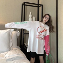 20 early autumn models we11done stitching reflective letters long-sleeved T-shirt men and women well loose hit color David clothes tide