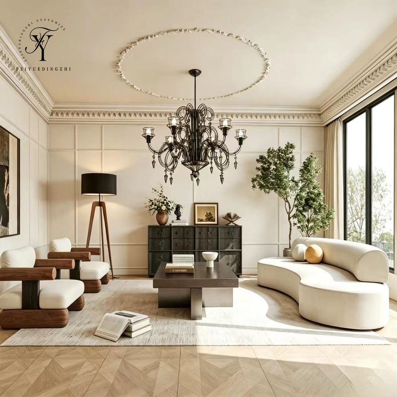 Wabi-Sabi Style Guesthouse Lobby Reception Sofa, Hotel Lobby Leisure Curved Sofa, Sales Office Sofa Set