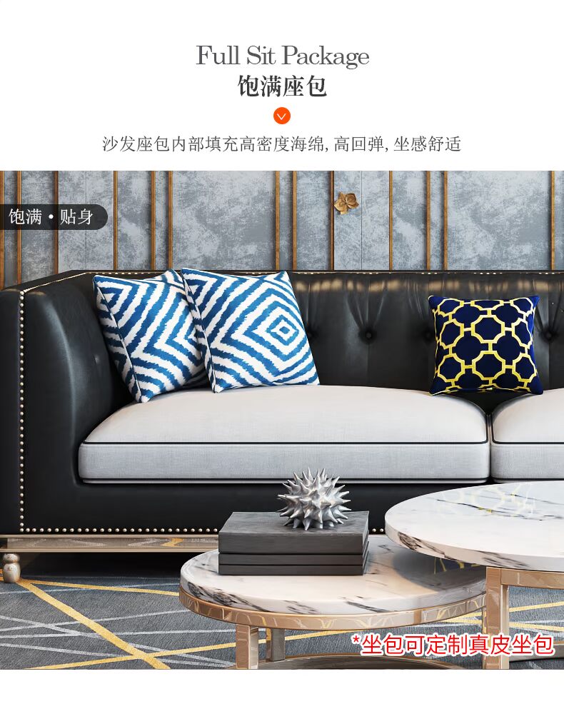 Ghế sofa da sang trọng hậu hiện đại Vải da Bắc Âu kết hợp với ghế sofa phòng khách ba chỗ kiểu Mỹ kết hợp tối giản hiện đại - Ghế sô pha sofa gỗ nguyên khối