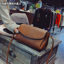 French ZAMP womens bag new senior feel light and luxurious commute retro genuine leather single shoulder diagonal satchel mini-square bag