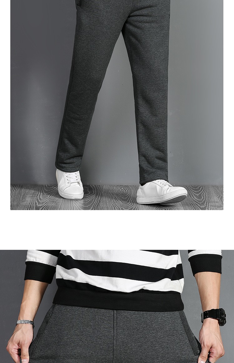 Mùa đông cộng với nhung dày cỡ lớn quần thẳng thể thao quần cashmere nam giản dị quần trung niên quần nam quần nam đẹp