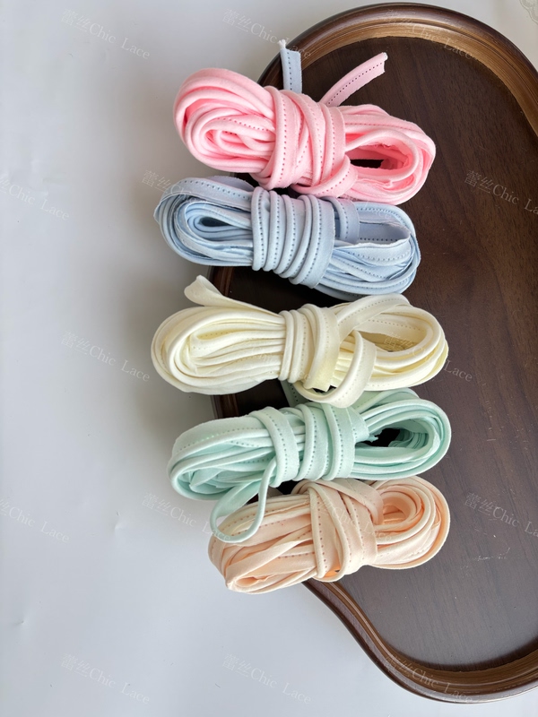 Macaron Cream-Colored Interlaced Polyester-Cotton Core-Spun Strips for Sewing, Handmade DIY Hair Ties, Clothing, and Dress Accessories