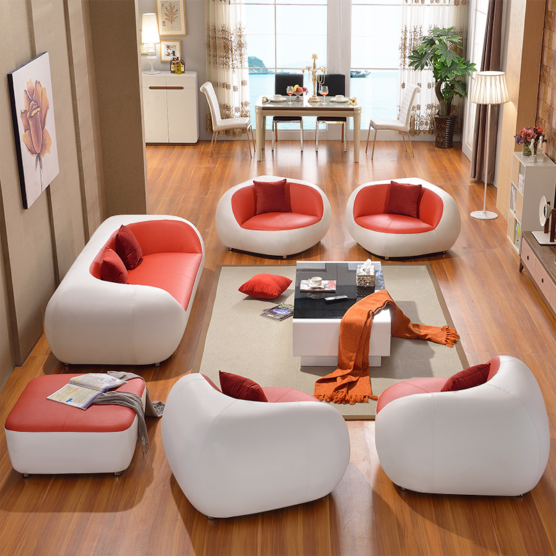 FRP Simple Modern Leather Sofa Personality Combination Creative Leisure Office Reception Area Living Room Curved Sofa