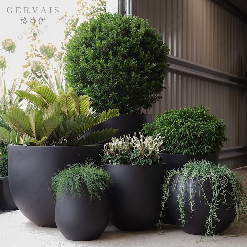 GRP Flower Pot Mall Flower Bowl Beauty Chen Vase Oval Landing Special Large Number Combine Florator Outdoor Tree Pool Tailor-Taobao