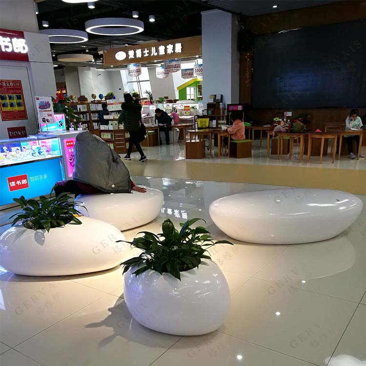 Fiberglass leisure chair shopping mall Meichen seat outdoor water drop cobblestone stool rest area decorative flower pot stool