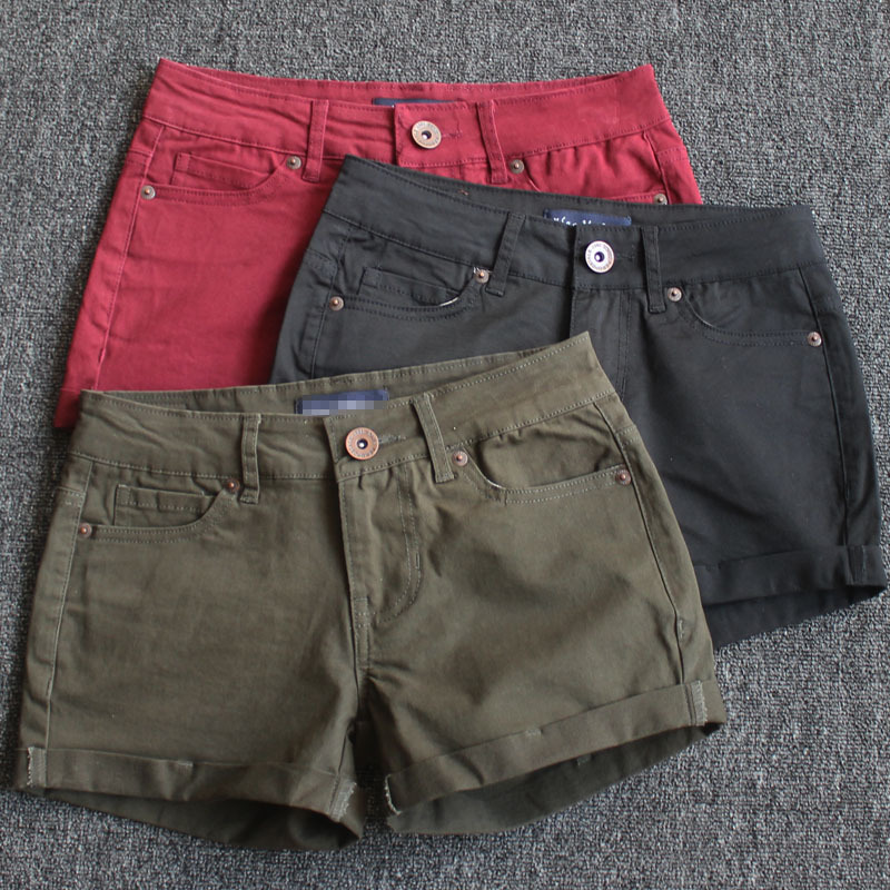 Personalized Cotton Low-Waist Elastic Simple Cuffed Casual Shorts Personalized Cotton Low-Waist Elastic Simple Cuffed Casual Shorts