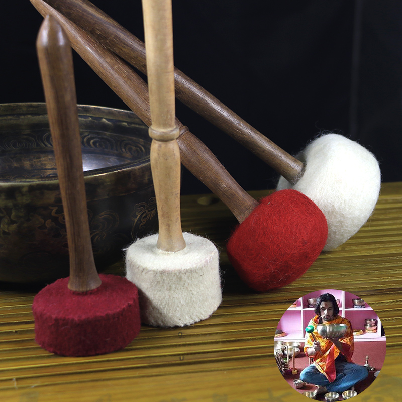 Nepal handmade Buddha sound bowl mallet Tibetan song bowl sound therapy accessories Sound bowl hammer Wool felt bowl stick drum mallet