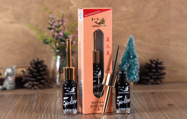 Full 12 nhân dân tệ nàng tiên cá bìa cứng bút kẻ mắt 9ml bút kẻ mắt cứng màu đen đích thực hàng cũ mắt nước maybelline