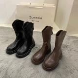 Martens, белые эксклюзивные короткие сапоги, высокие сапоги, ботинки, Гонконг, 2021 года, подходят для весны и осени, из натуральной кожи, средней длины