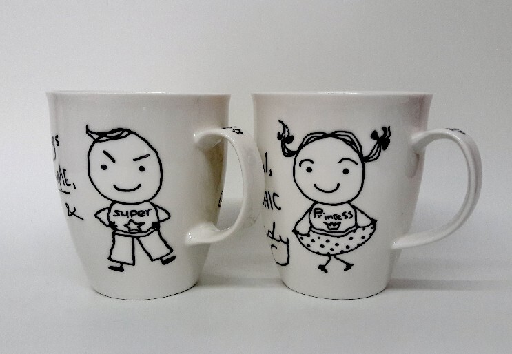 Korean Shicun Ceramics Porcelain Boys and Girls Soup Bowl Rice Bowl Coffee Cup Milk Cup Water Cup