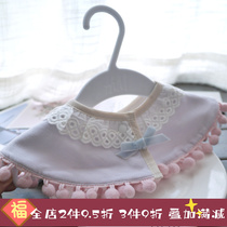 Japan 360-degree rotating bow round baby fake collar cute newborn baby girl saliva towel bib