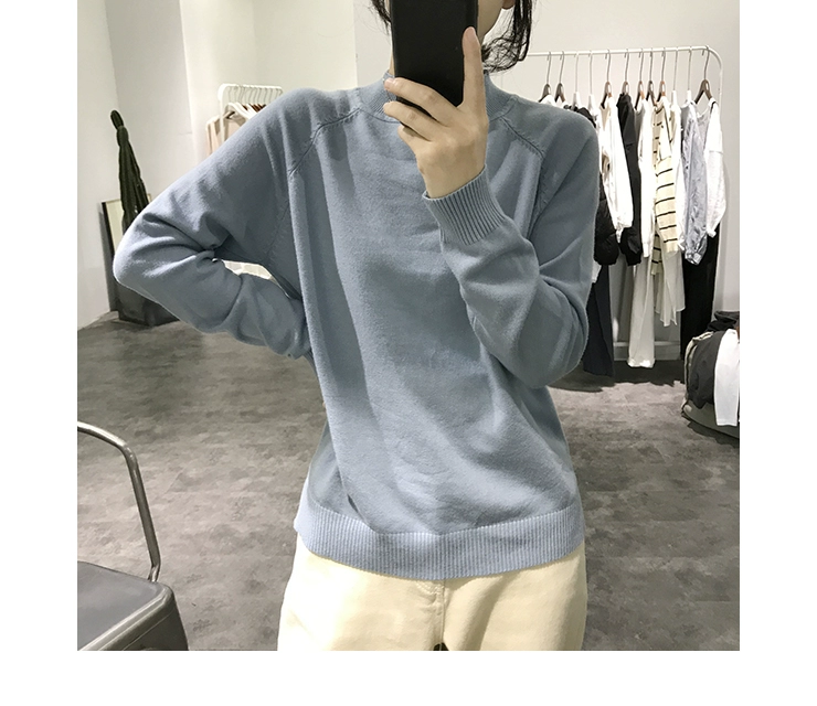 Áo len cổ lọ mùa thu đông của phụ nữ là áo len mỏng và đơn giản, dài tay của Hàn Quốc mẫu áo len nữ đẹp 2021