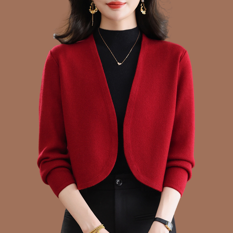 Ordos City Wool Knitted Cardigan Jacket for Petite Women, New Spring and Autumn Red Outerwear Paired with Cheongsam Shawl Ordos City Wool Knitted Cardigan Jacket for Petite Women, New Spring and Autumn Red Outerwear Paired with Cheongsam Shawl