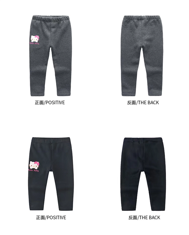 Quần áo bé gái HelloKitty cộng với quần legging nhung mùa thu và mùa đông ấm áp quần âu quần dài quần dài quần kaki cho bé