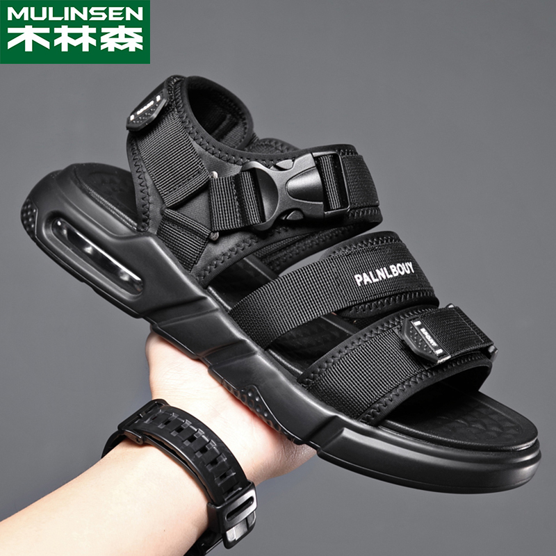 Wood Linson Men Shoes 2022 Summer New Air Cushion Soft Bottom Beach Shoes Non-slip Anti Sweat Outdoor Sports Casual Sandals