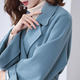 Off-season special price haze blue double-sided cashmere coat for women 2024 young medium and long high-end Hepburn style woolen coat