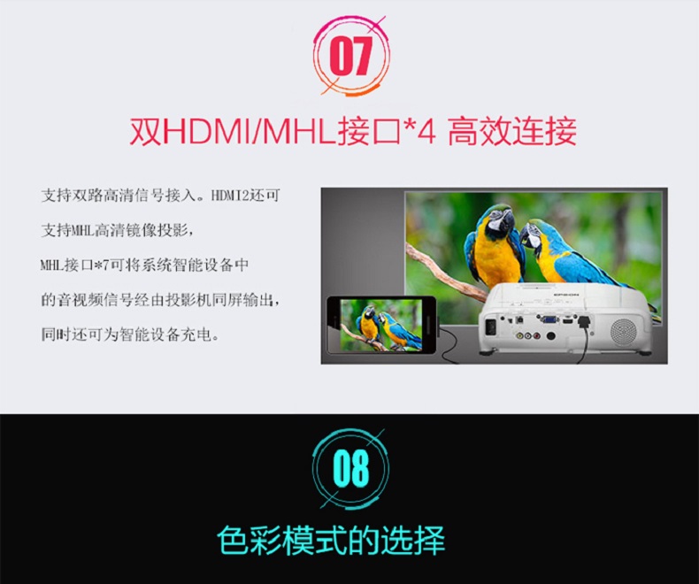 Máy chiếu Epson TW650 wifi gia đình không dây HD máy chiếu rạp hát gia đình 1080P không có TV màn hình
