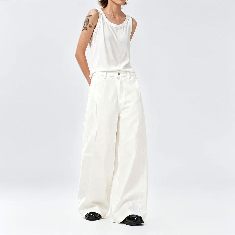 Nanri Kelang Wide-Leg Work Pants 2026 New Style Petite Cleanfit Straight White Jeans Autumn