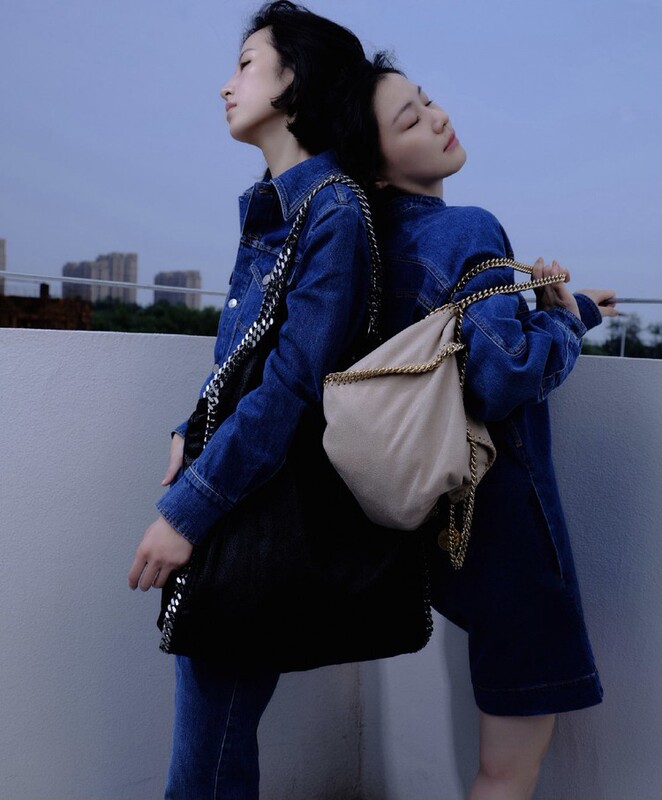 Zhou Yutong's Same Style Stella Falabella Classic Chain Three-Chain Bag Shoulder Bag Women's Bag