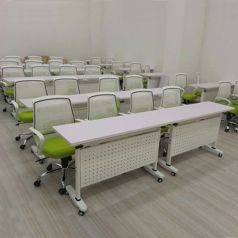 Desk white long table negotiation folding steel-wood combination conference table multi-functional mobile conference table training table