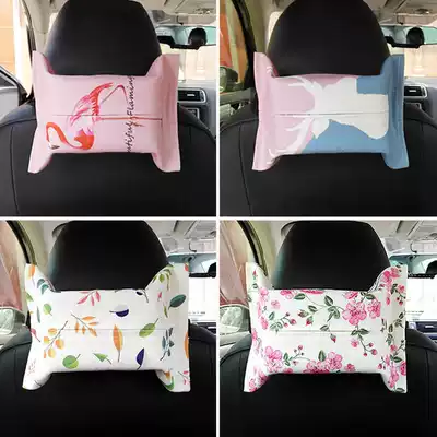 Car tissue box ins sun visor creative hanging extraction type sanitary paper bag car car chair back cotton linen cute car tissue cover