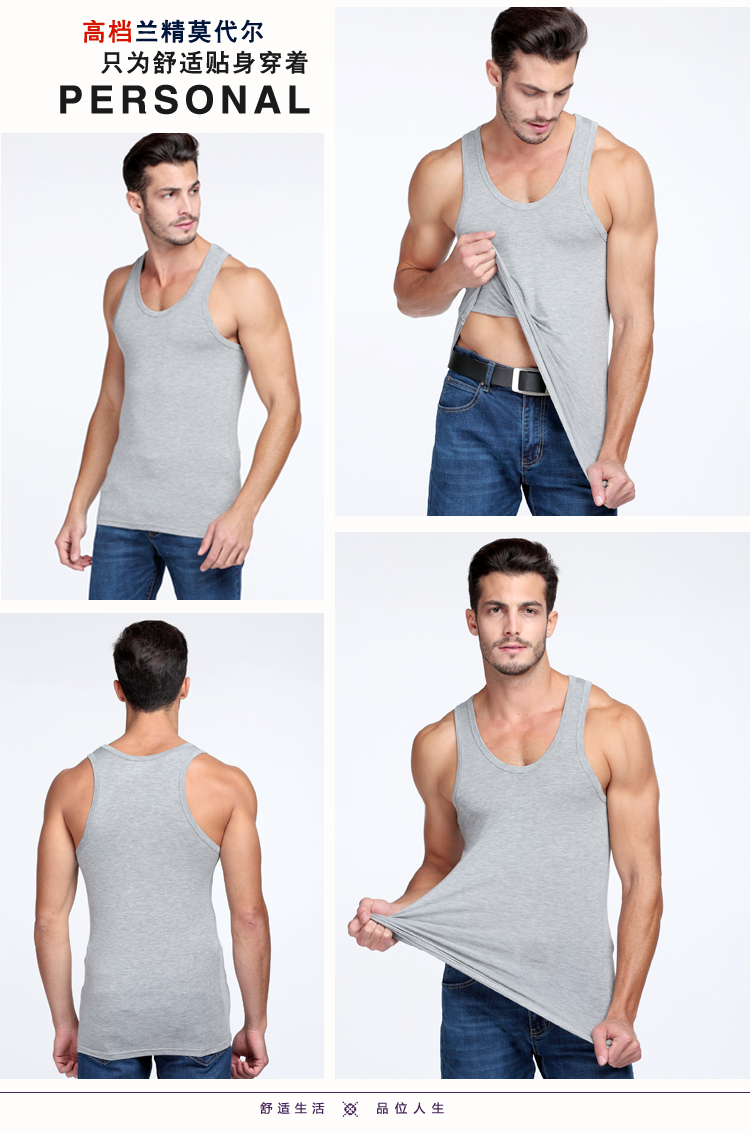 Của nam giới vest phương thức hurdle thể thao thoáng khí áo trung niên cha cotton đáy mùa hè stretch Slim áo ghi lê nam