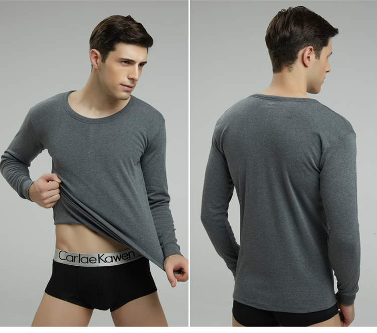 Quần áo nam mùa thu cotton mỏng phần đơn áo sơ mi Slim đáy áo len cotton cổ tròn đồ lót nhiệt mặc thanh niên mùa đông áo lót nam
