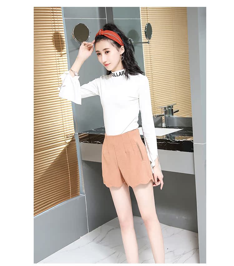 Cool aga mùa thu thời trang mới màu rắn hoang dã xu hướng đơn giản chất liệu quần short 1522 quần áo nữ