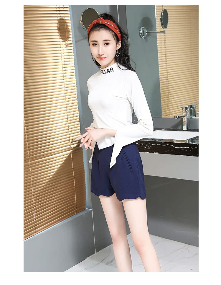 Cool aga mùa thu thời trang mới màu rắn hoang dã xu hướng đơn giản chất liệu quần short 1522 quần áo nữ