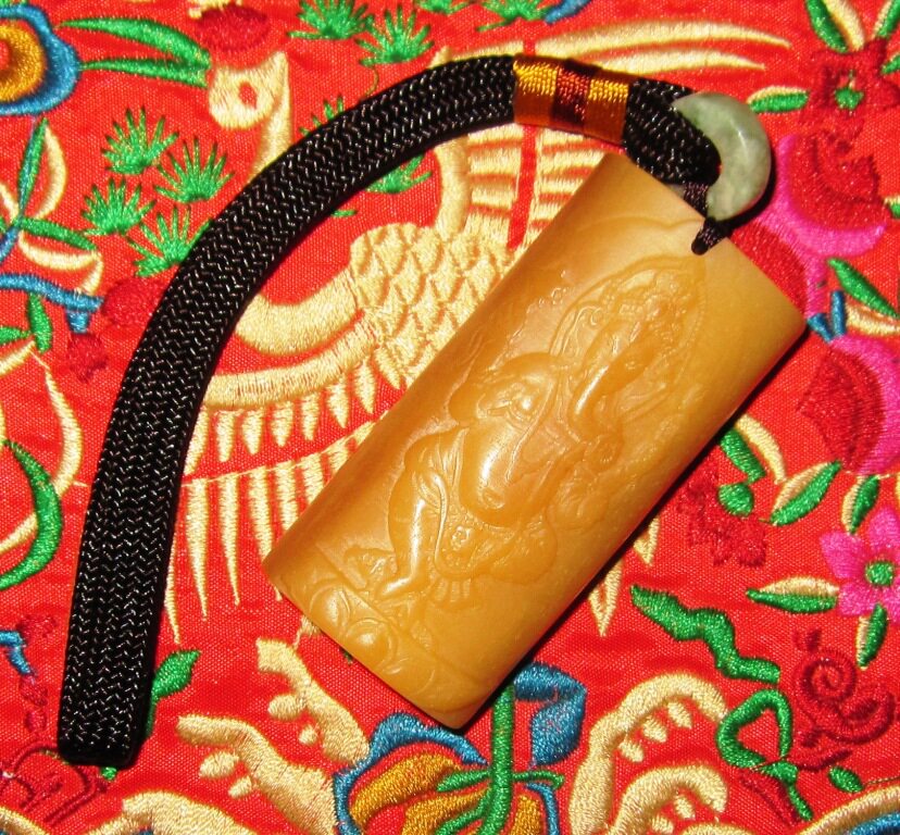 Yak bone, bone tube carving, Ganesha, handle pieces