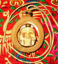 Ox bone Antler Skull hanging sheepskin rope old spirit bone with beads