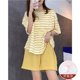 Pyjamas for women summer short-sleeved pure cotton with chest pads loose suit 2023 new students Korean style casual wear ເຮືອນ