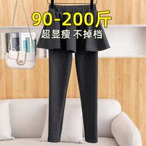 Oversize plus suede false two-piece underpants woman winter outside wearing with skirt and pants skirt fat mm200 catty