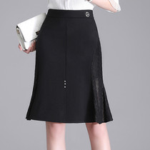 Large size Fat mm thin Lace Half Body Dress Woman Summer Open Fork A Character Slim Fish Tail Dresses Hip Skirt 200 catty