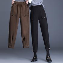 Gattening to increase the size of the underfoot wool kharen pants woman 90% spring autumn loose 200 catty casual tooling Martin boot pants