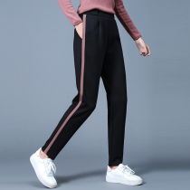 Autumn and winter plus velvet straight sports pants womens fat mm plus size loose 200kg casual Harlan pants ins tide
