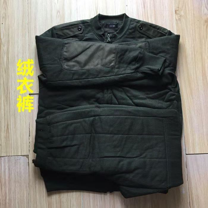 Autumn and winter cold fleece pants olive green fleece pants set outdoor cold zipper type fleece sweater pants