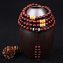 Authentic Indian small leaf red sandalwood handstring 108 8mm original DIY bead bracelet necklace sweater chain male Lady