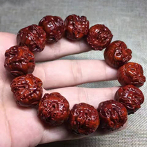 Authentic Indian lobular red sandalwood hand string brave bracelet chicken Red old material to attract wealth evil Buddha beads hand string male