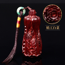 New Indian small leaf red sandalwood lucky cabbage cabbage handlework carved retro crafts pendant pendant pendant with accessories