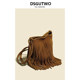 DSGUTWO autumn new Korean ins retro tassel bag shoulder messenger bag high-quality frosted women's bag