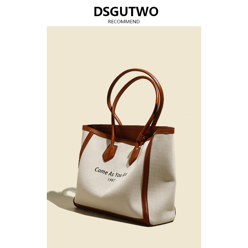 Dsgutwo This Year's Trendy Large-Capacity Tote Bag, Horizontal Style, Computer Commuting Shoulder Bag, Large Canvas Bag for Women, Summer