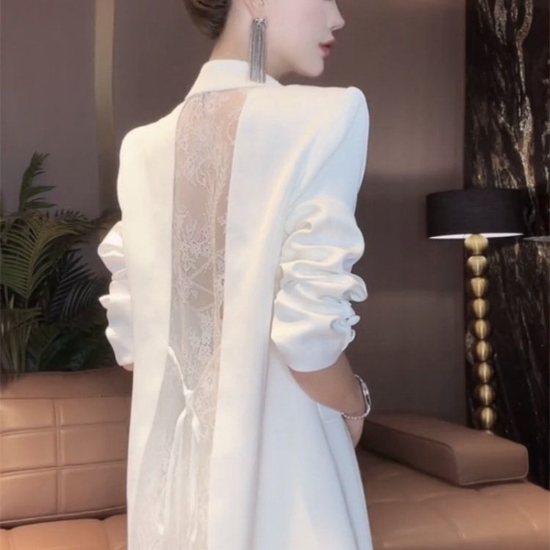 2026 Spring Internet Celebrity New Style Professional Suit Women's Sexy Backless Lace Slimming Blazer Top 2026 Spring Internet Celebrity New Style Professional Suit Women's Sexy Backless Lace Slimming Blazer Top