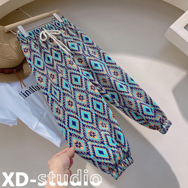 Brand Dress 2022 Summer Clothing New Pint Girl Day Ensemble Retro Wind 100 Hitch Beam Snow Spinning Light Cage Pants Sunscreen Pants Sunscreen Pants